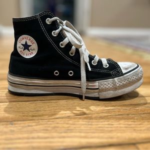 Black platform converse once used